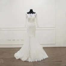 Длинные рукава Кружева Свадебные платья Русалка Свадебные платья из фатина свадебные платья невесты Свадебные Платья vestidos de noiva