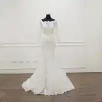 แขนยาวลูกไม้ Mermaid Tulle Gowns แต่งงานเจ้าสาวเจ้าสาว Weddingdress vestidos de noiva