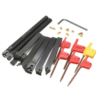 

Brand New 7pcs 12mm Shank Lathe Boring Bar Turning Tool Holder Set With Carbide Inserts + 7pcs T8 Wrenches Tools Set