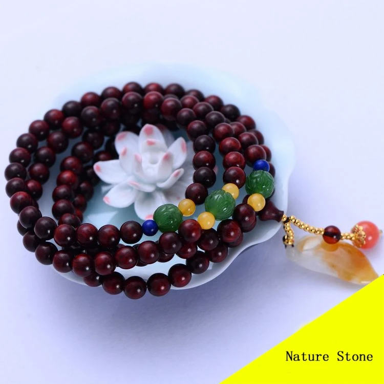 

Fashion 108pcs 5mm Lobular Red Sandalwood Bracelet Women Gift Jewelry Several String Long Bracelet XZYT001