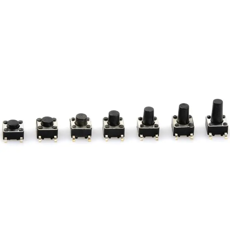 LOT50 6x6 мм 12x12 4 штифта 2 высота 3/5/6/7/10/12/15 PCB мгновенный тактильный Такт кнопочный