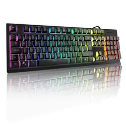 Игровая клавиатура, красочные Радуга светодиодная подсветка USB проводной игровой накладка на клавиатуру клавиатура с щеткой алюминиевый