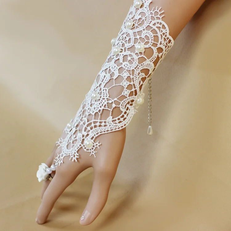 Кружевные белые короткие спортивные Вечерние перчатки принцессы для девочек, для подружки невесты, для танцев, для выступлений, с кольцом на палец