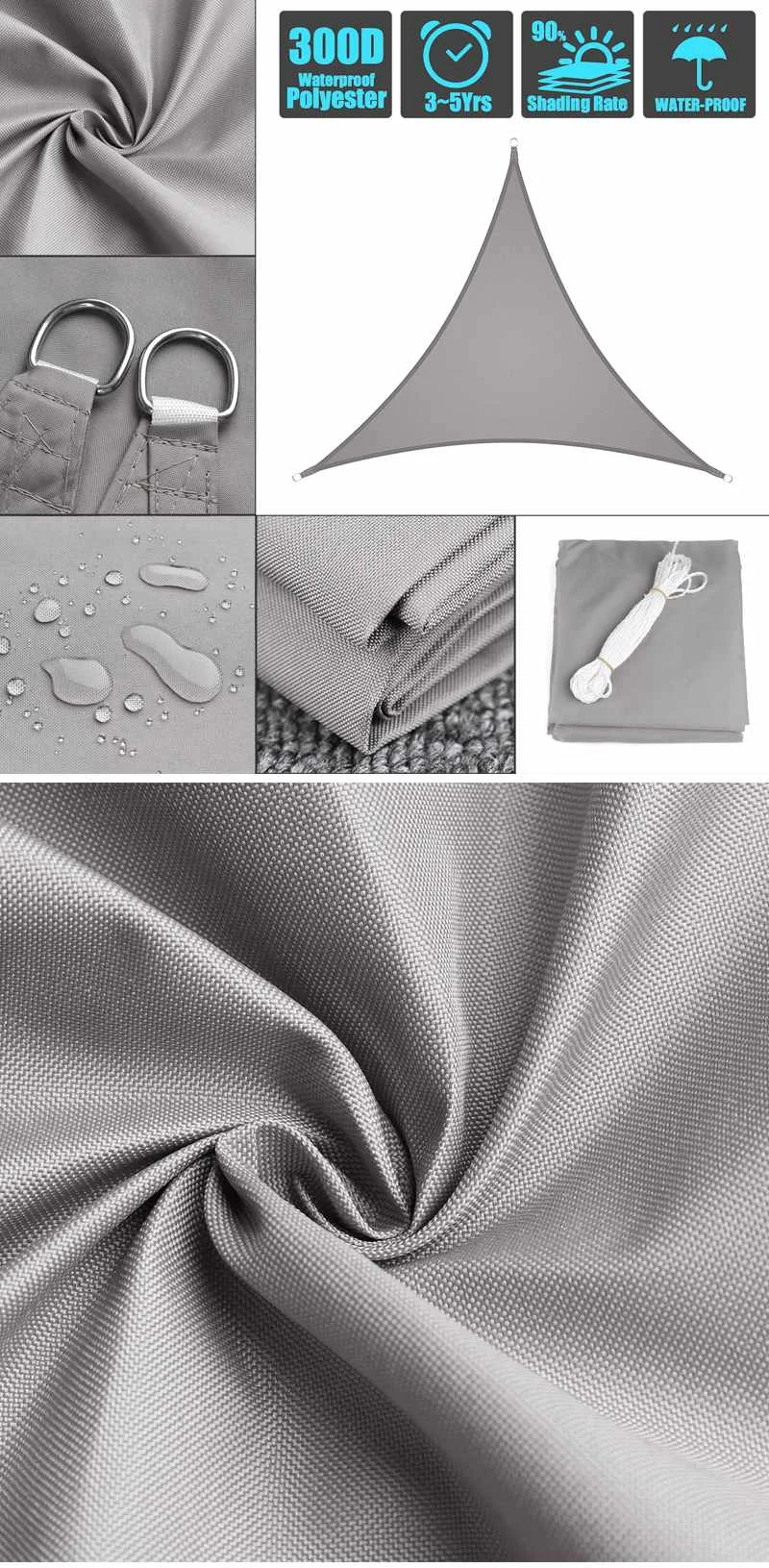 300D impermeable poliéster toldo triángulo Regular sombra Extra pesada vela sol exterior refugio para el jardín tiendas de campaña 300D impermeable poliéster toldo triángulo Regular sombra Extra pesada vela sol exterior refugio para el jardín tiendas de campaña