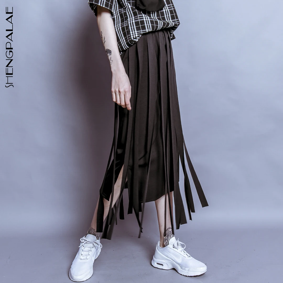 SHENGPALAE Новинка 2018 года осень зима низ черный личность ленточки Корейский Винтаж Мода прилив для женщин юбка FI316