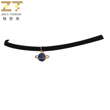 Модные макси Кручёные Ожерелья Черный Бархат Кожа геометрический круг планета Подвески Ложные Воротник Чокеры Цепочки и ожерелья Для женщин ювелирные изделия подарков