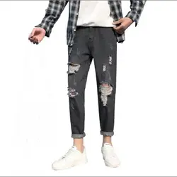 Новые летние хлопковые для мужчин's джинсы для женщин мужчин окрашенные отверстия хип хоп Уличная одежда ограниченное время пр