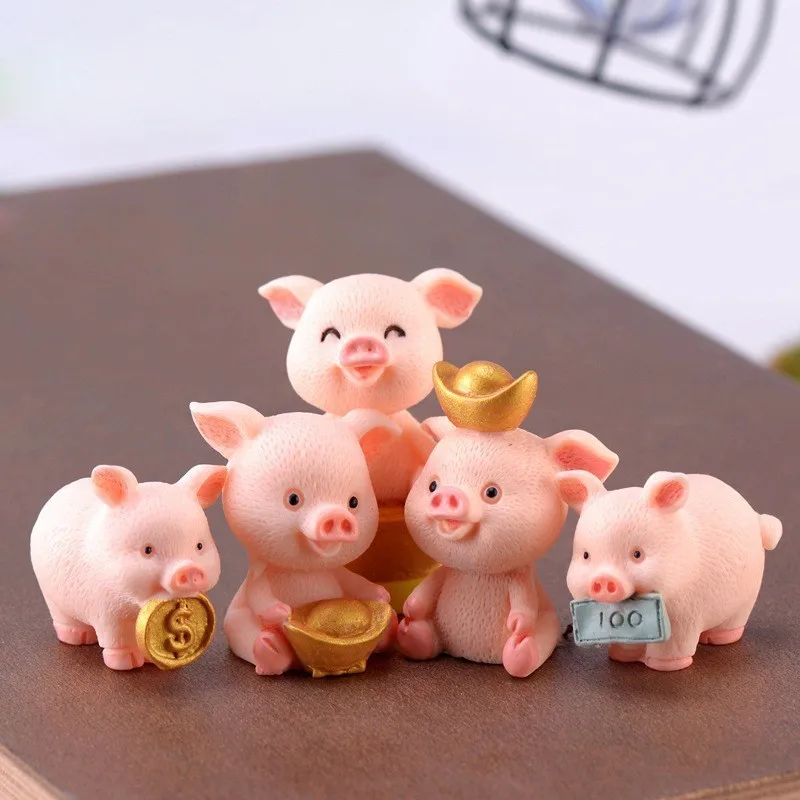 

Lucky Wealth Pig Souvenirs Model Animal Figurine Home Decor Miniature Fairy Garden Decoration Accessories Resin Craft Figures