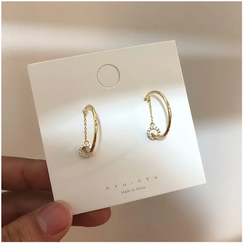 

2019 Fashion Austrian Crystal Earrings Gold Round Double Circle High Quality Earrings For Woman Earrings Party Wedding Jewelry