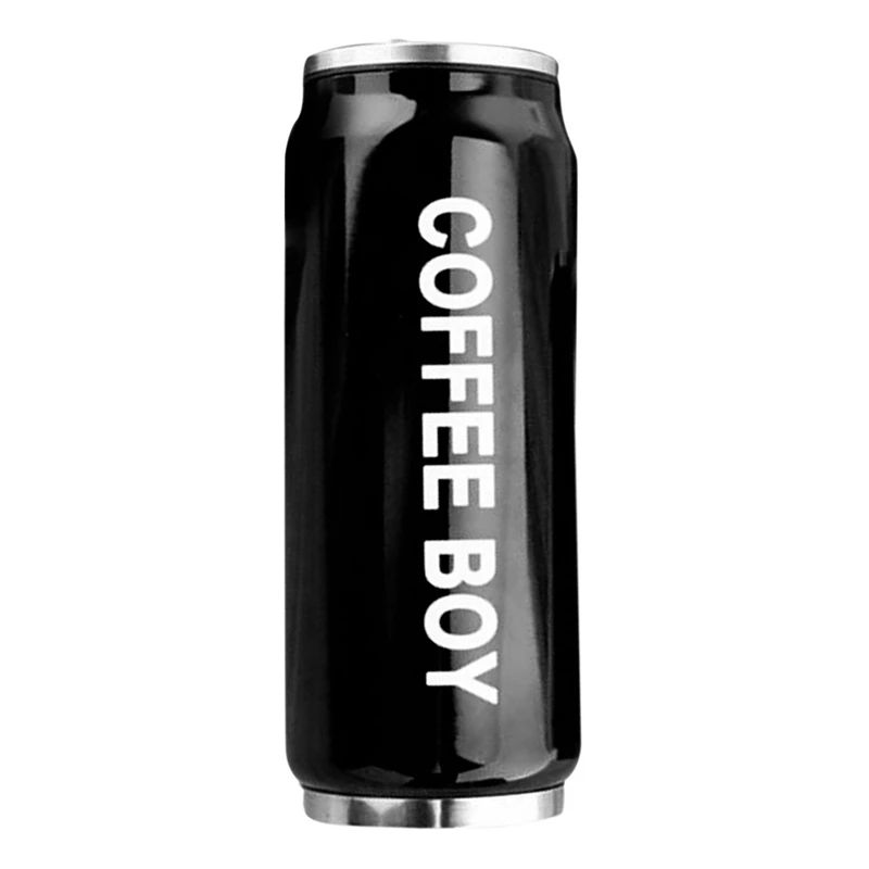 

Coffee Boy Straw Thermo Bottle 304 Stainless Steel Beverage Cans Thermo Cup Black