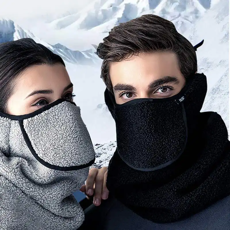Men Women Thick Winter Face Mouth Mask Warm Ear Neck Collar Face Mask