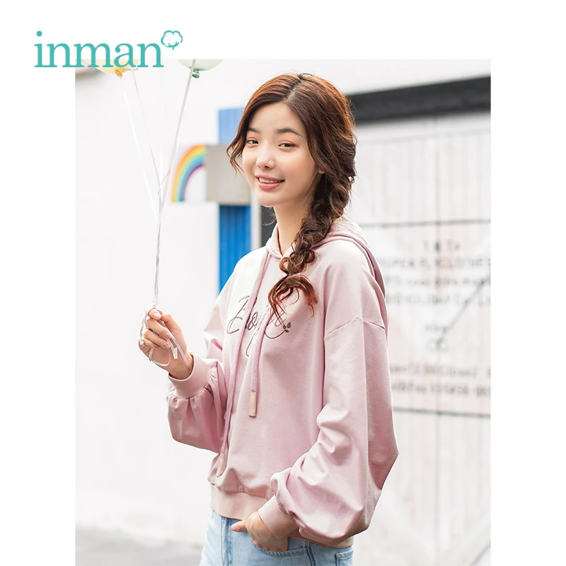 

INMAN Autumn Hooded Casual Korean Fashion Student Style All Matched Loose Slim Long Sleeves Women Sweatshirts