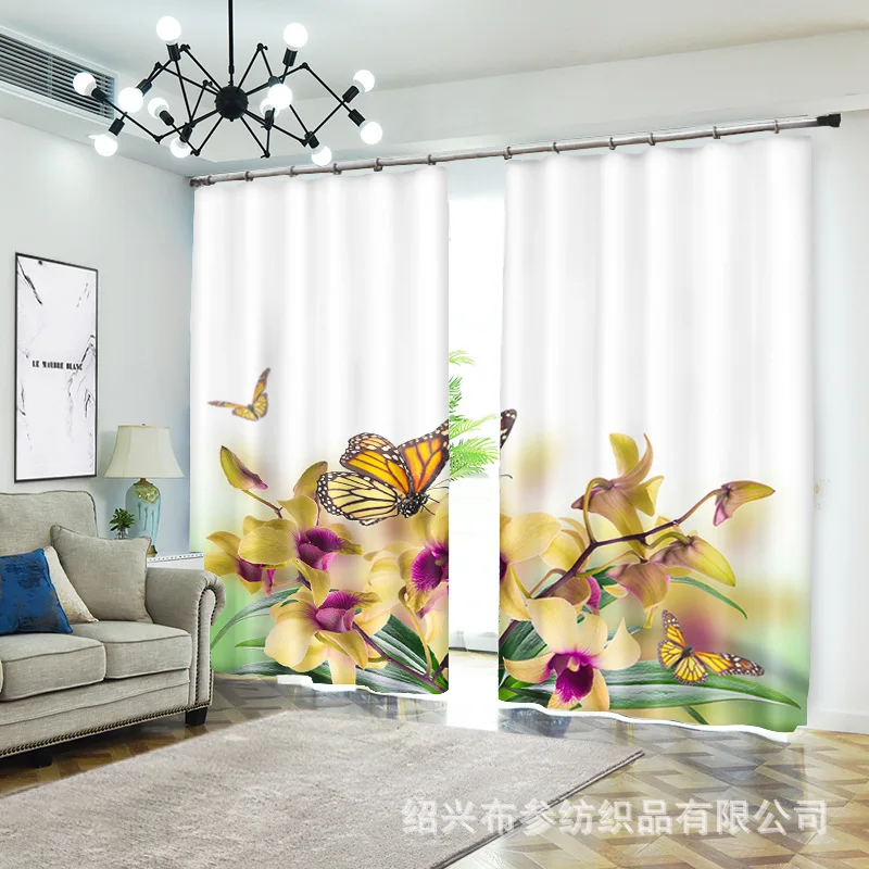 

plant 1set Digital print blackout curtains for window treatment blinds finished drapes window curtains Living room bedroom CU219