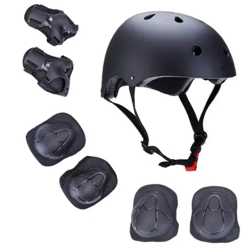 

ITFABS Sport 7Pcs Skateboard Helmet Elbow/Knee/Wrist Pad Combo Bmx Inline ADULT PACK PADS