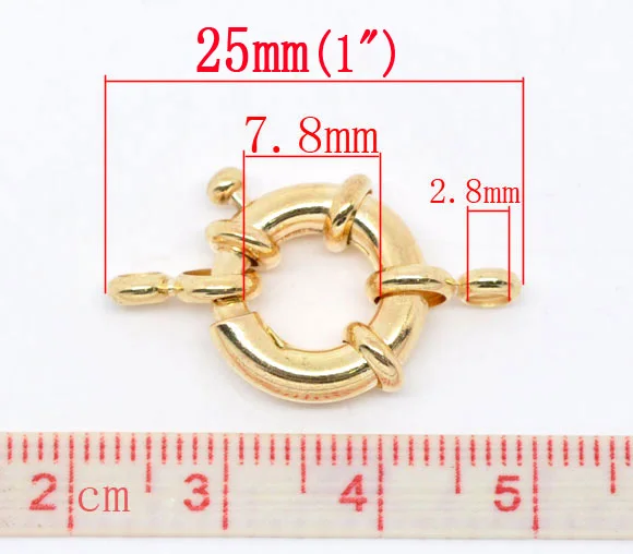 Прекрасный 10 золотого цвета Пружинные застежки ж/крепления кольца 25 мм(B08399