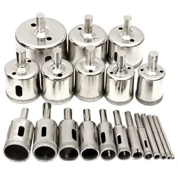 

20 Pieces Diamond Holesaw Drill Bit Set For Glass, Tile, Jewelry Diy, Extractor Remover Tools Hole Saws Set Kit For Glass, Por