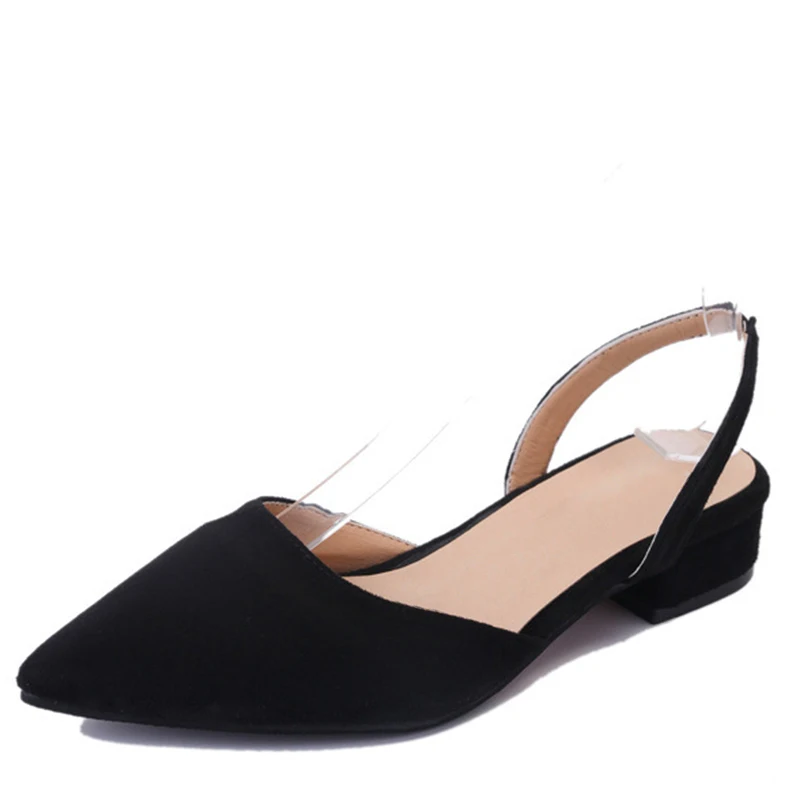 

STAN SHARK Women Shoes Slingback Summer Sandals Female Flock Casual Footwear Pointed Toe Elegant Low Heels Party Wedding Shoes