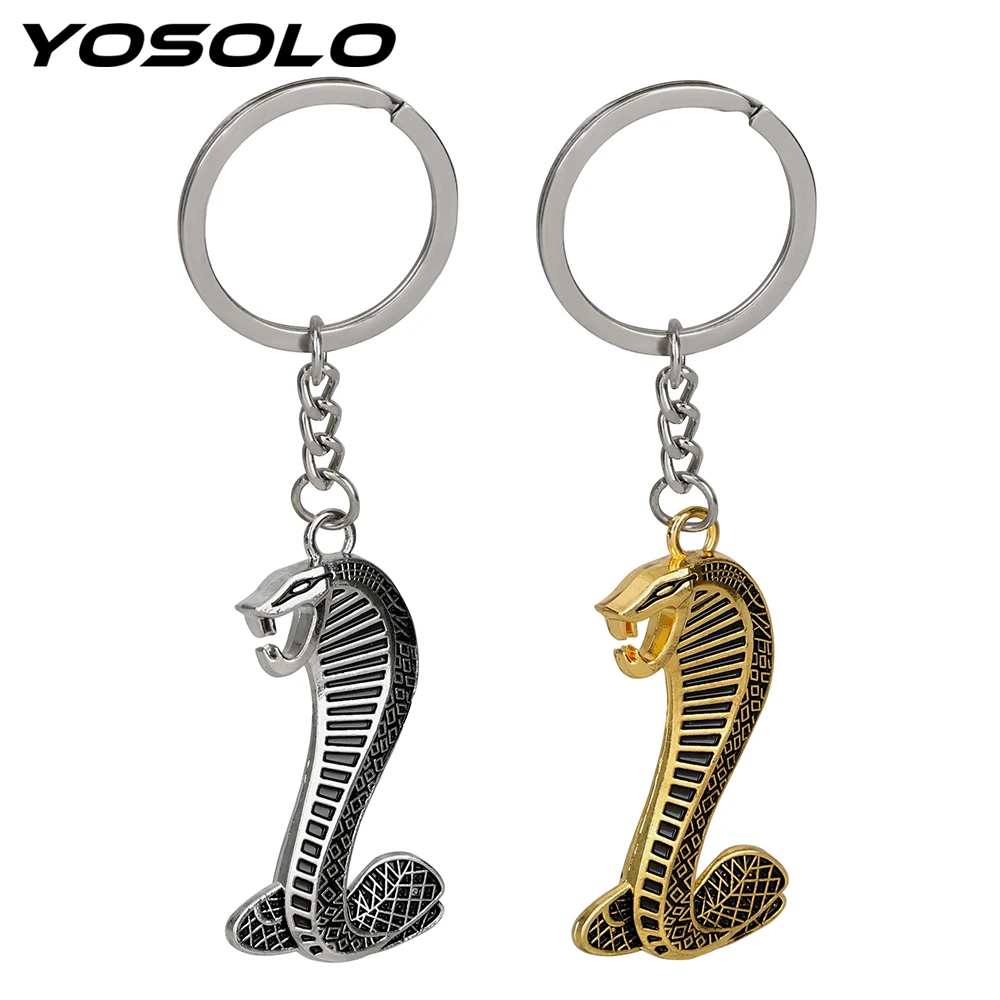 

YOSOLO Metal Cobra Snake Emblem Badge Keychain Key Ring Car Keyring Interior Accessories