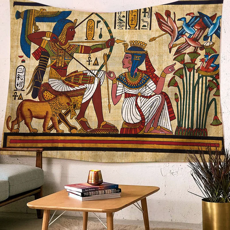 

Egypt Egyptian Tapestry Wall Hanging African Anubis Large Traditional Brown Bedspread Cloth Tapestries Headboard Backdrop Decor
