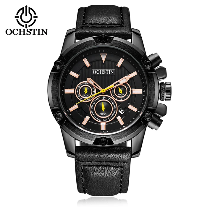 OCHSTIN 6075G Модные мужские кварцевые часы светящиеся указатели ремешок из