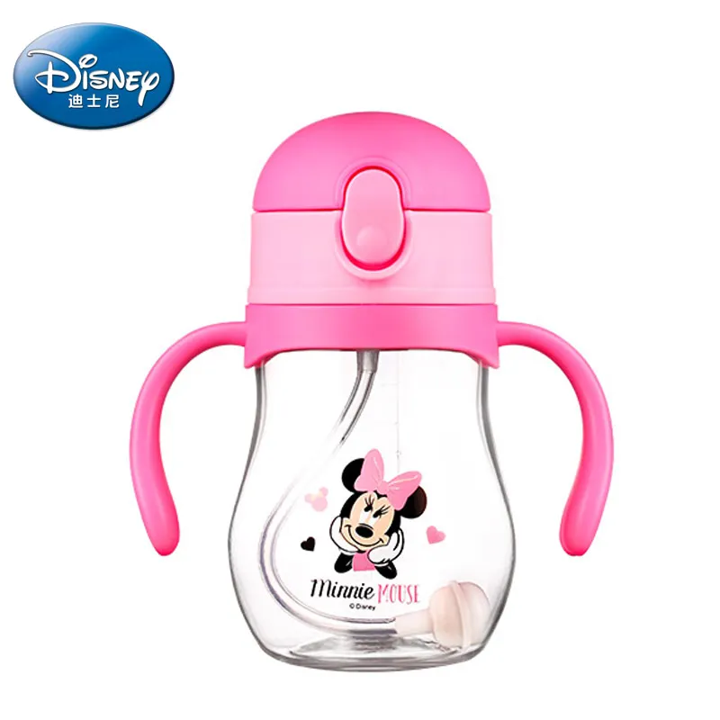 Copo de Alimentação do Bebê com Palha Aprendem a Alimentação Bebendo com Alça Disney Bonito Minnie Mickey Crianças Garrafa Treinamento Copo 360ml