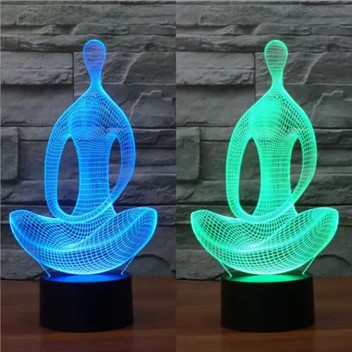 3D светодиодный светильник для йоги, медитации, 7 цветов, Настольный светильник, USB лампа, usb-гаджеты