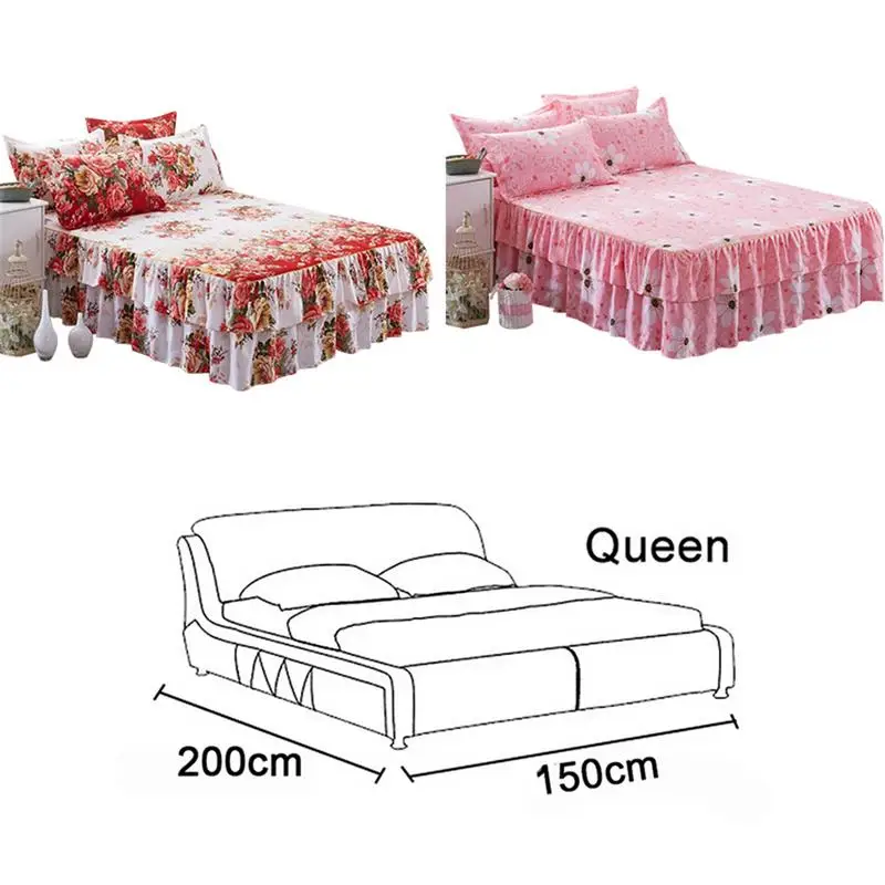 Постельные юбки, размер королевы 150x200 см, простыня с цветочным рисунком, изящное покрывало, кружевная простыня для спальни, покрывало для кровати, юбка для свадьбы