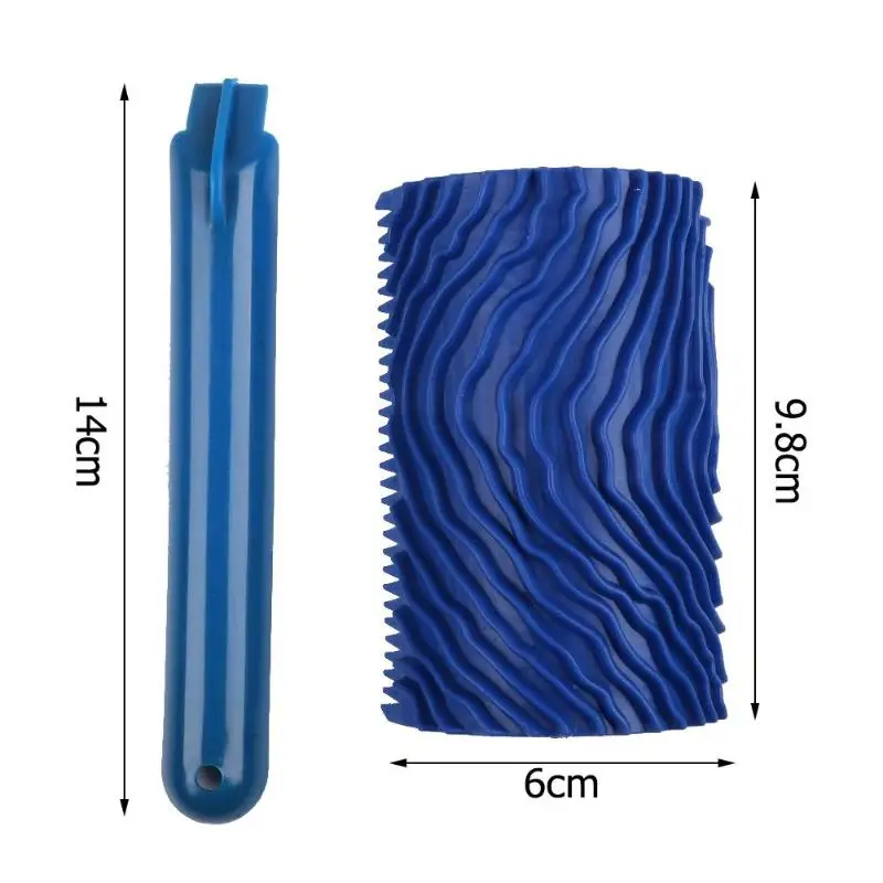Blue Rubber Wood Grain Paint Roller DIY Graining Painting Tool Wood Grain Pattern Wall Painting Roller with Handle Home Tool-5