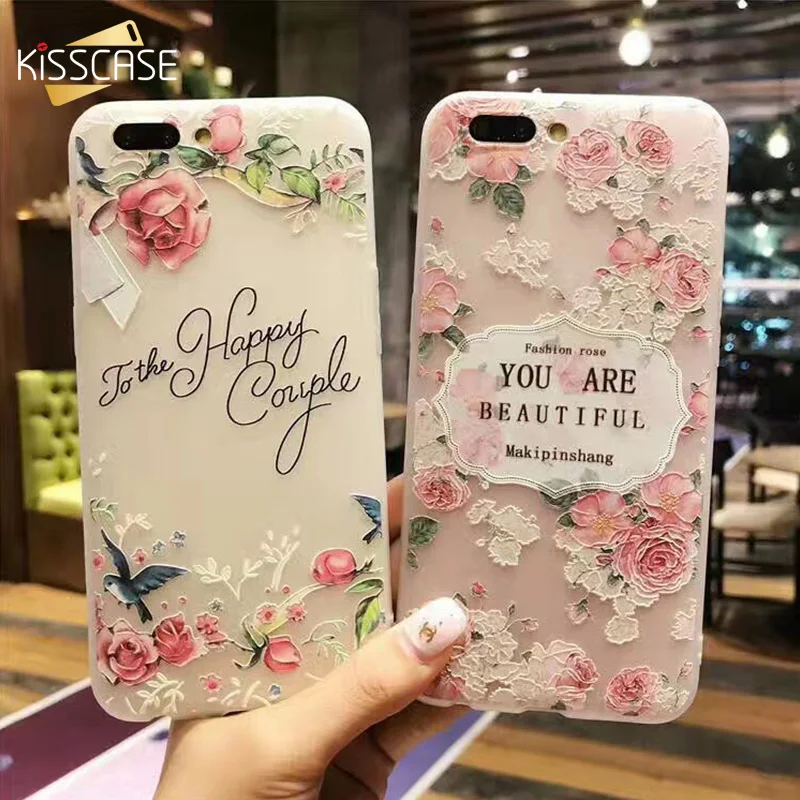 KISSCASE 3D Анти-нокфон чехол для iPhone 6 S 7 8 XR цветочный силиконовый XS Max 5 5S SE plus Fundas |