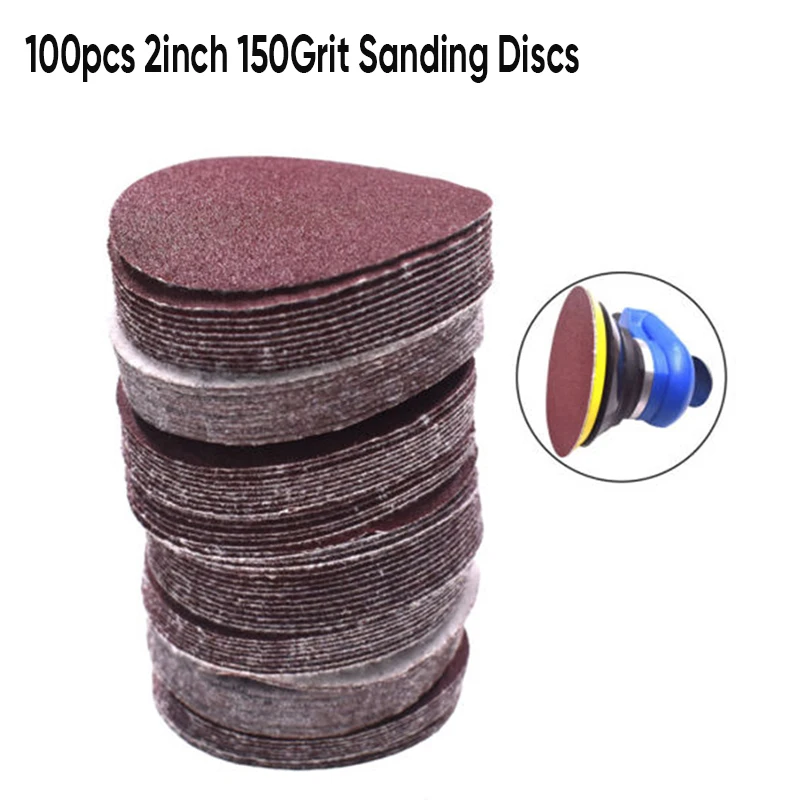 

100pcs 50mm/2inch Sanding Discs Pad Hook And Loop Sandpaper 150 Grit For Sander Sanding Grinding Paper Disc
