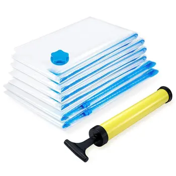 

Vacuum Bag, 6 pcs Set Storage Bag Travel Vacuum Bag with Hand Pump for Travel and Clothing, Blankets, Towels