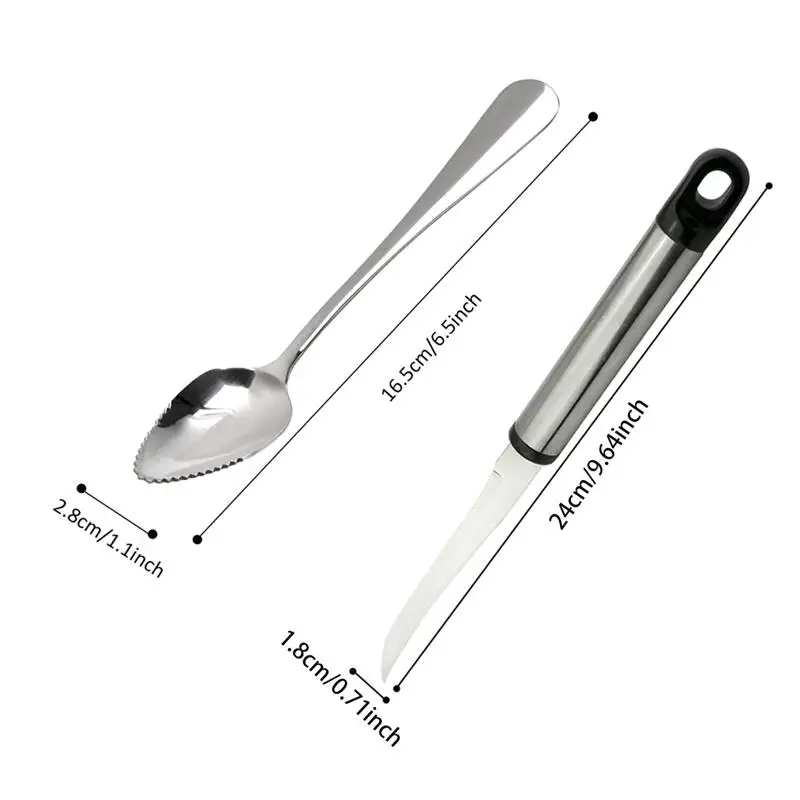 4pcs Fruit Spoon Stainless Steel Fruit Serving Spoon Grapefruit Spoons with 2 Grapefruit Peeler Vegetable kitchen Tools