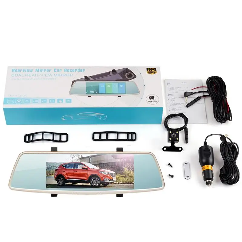 

New 7.0-Inch HD Night Double Lens L1006 Rear View Mirror Driving Recorder Circular Video Front And Back Double Reversing Image