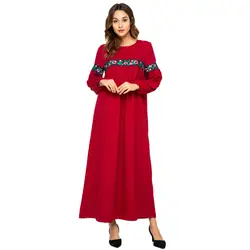 Ближний Восток мусульманская одежда вышитые свободное платье Абаи Дубай женский Восточный халат Арабский исламский Костюмы с длинным
