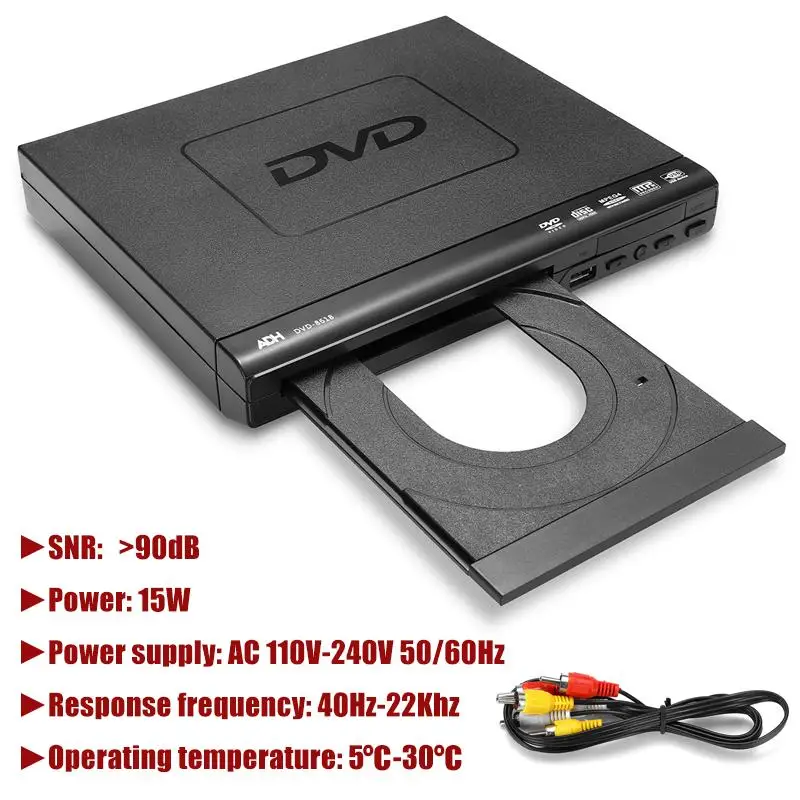 110 V-240 V USB портативный многократное воспроизведение DVD плеер ADH DVD CD SVCD VCD дисковый плеер система домашнего кинотеатра с удаленный контроль