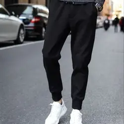 K66 1386 новый шаблон Мужчины может одежда чистый черный на связанный штаны брюки подростки студент самовыращивание тонкие Влюбленные