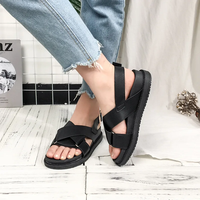 Sandals Woman Women's Shoes Exceed Flat Bottom Crossing Rome Sandals Woman