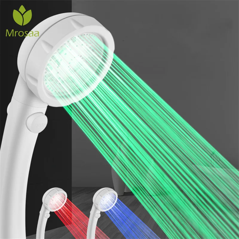 Mrosaa Светодиодная насадка для душа с датчиком температуры 3 вида цветов Сменный