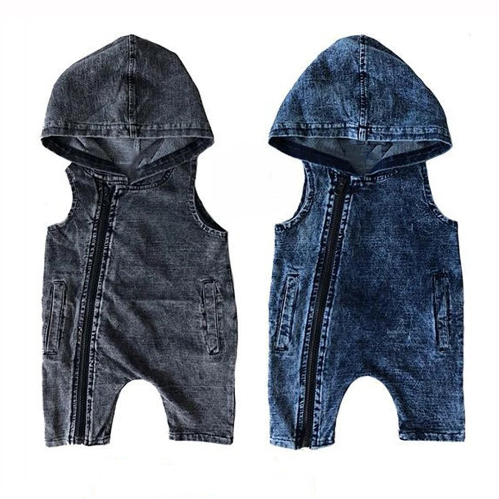 

Boy Clothes Kids Baby Boys Girls Toddler Denim Sleeveless Romper Summer Clothes Jumpsuit