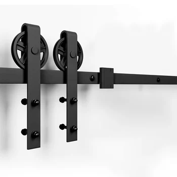 

6FT Sliding Barn Wood Door Track Rail Hardware Fittings Kit Smoothly POM Big Hanging Wheels Hanger Roller for Storage Room