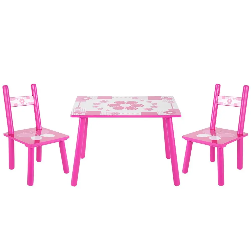 

Childrens Wooden Flowers Table and Chair Set Kids Childs Studying Painting Home School