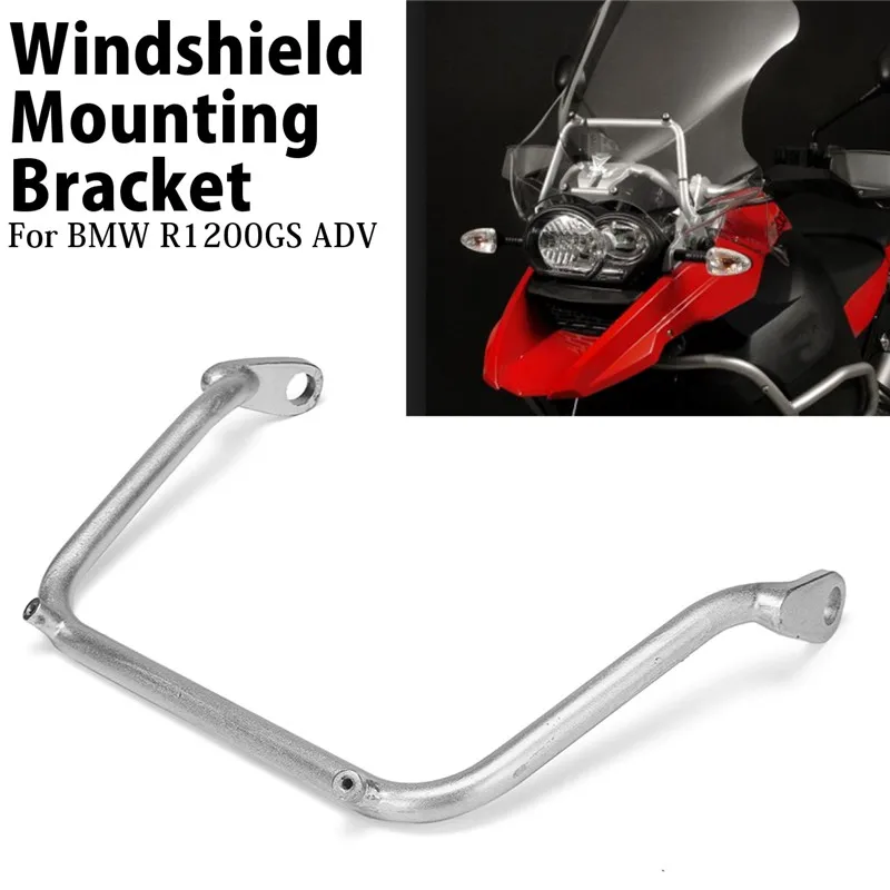 

Front Steel Pre-Drilled Silver Windshield Mounting Bracket For BMW R1200GS ADV 2004-2012 Matte Finish Surface Long Service Life