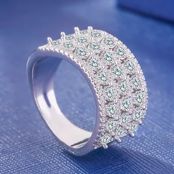 

Three Rows of Zircon Full-drilled Rings 14K Gold and Diamond Wedding Anillos De Rings Bizuteria for Women Bague Etoile Jewelry