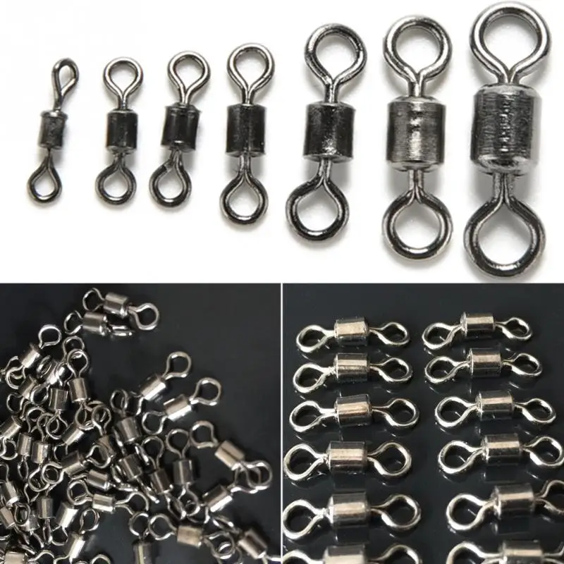 

100Pcs Ball Bearing Swivel Solid Rings Fish Connector Round 8 Shape Eye Rolling Swivels Rig Sea Carp Fishing Tools #22