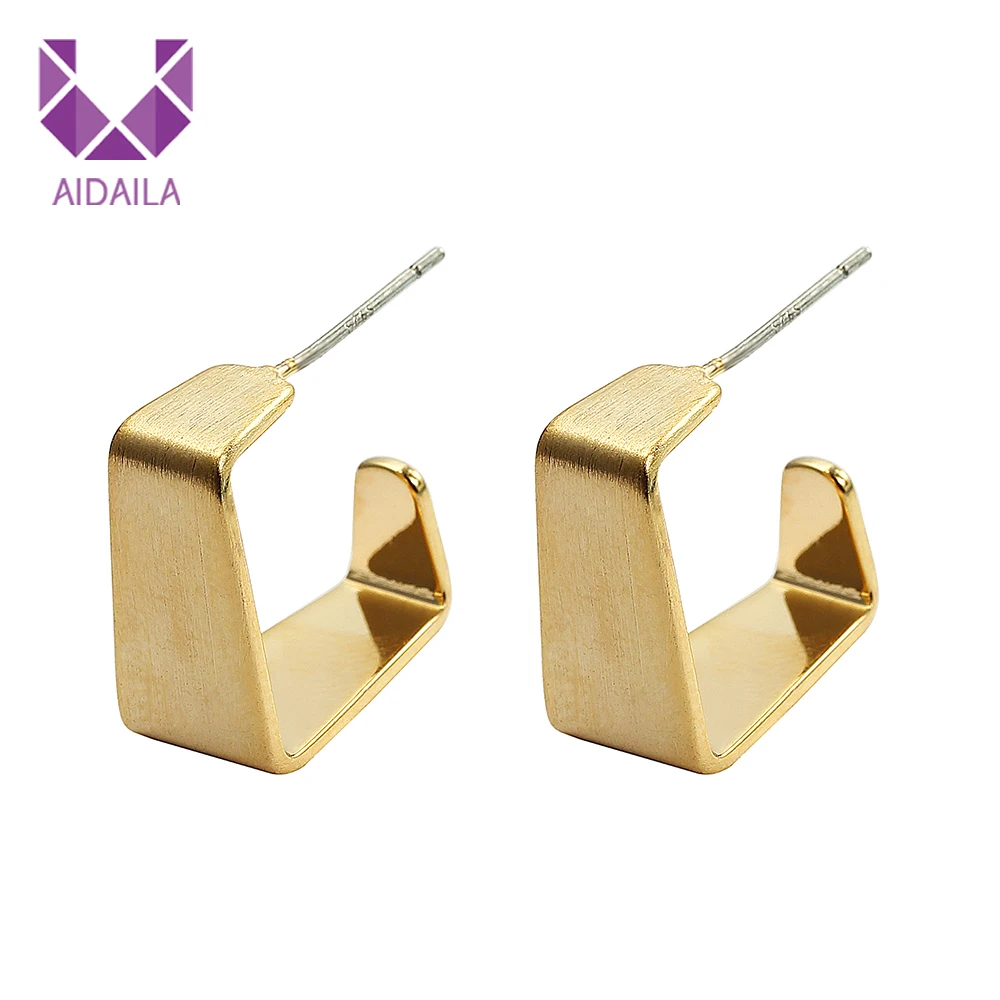 Квадратная форма серьги золотистого цвета Геометрическая квадратная коробка элегантные серьги гвоздики для женщин дизайн