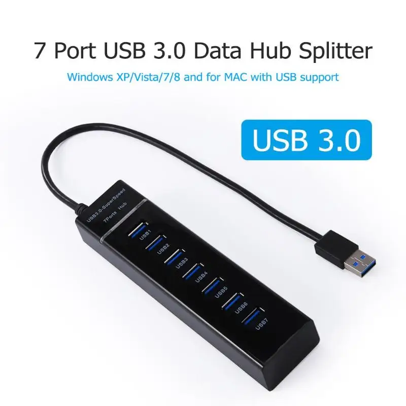 7 Порты и разъёмы USB 3 0 Hub Высокоскоростной разветвитель 5 Гбит/с расширитель для