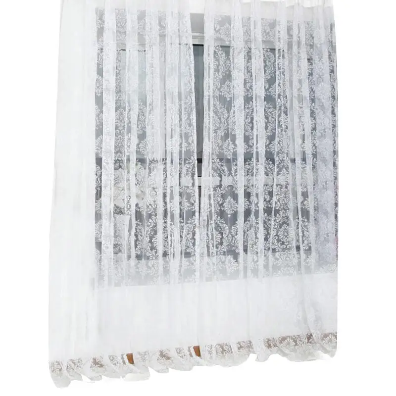 

Flocking Floral Tulle Curtain Printed Window Door Curtain for Living Room
