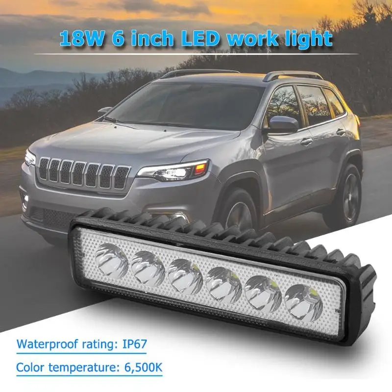 

18W 6 inch Motorcycle electric vehicle LED Work Light Bar Flood Offroad Car Boat Truck Driving Fog Automobile Headlamp Work Lamp