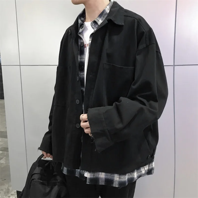 

2019 Men's Casual Concise Cotton Bomber Streetwear Jacket Pockets Long Sleeve Loose 4 Color Coat Leisure Brand Windbreaker M-2XL