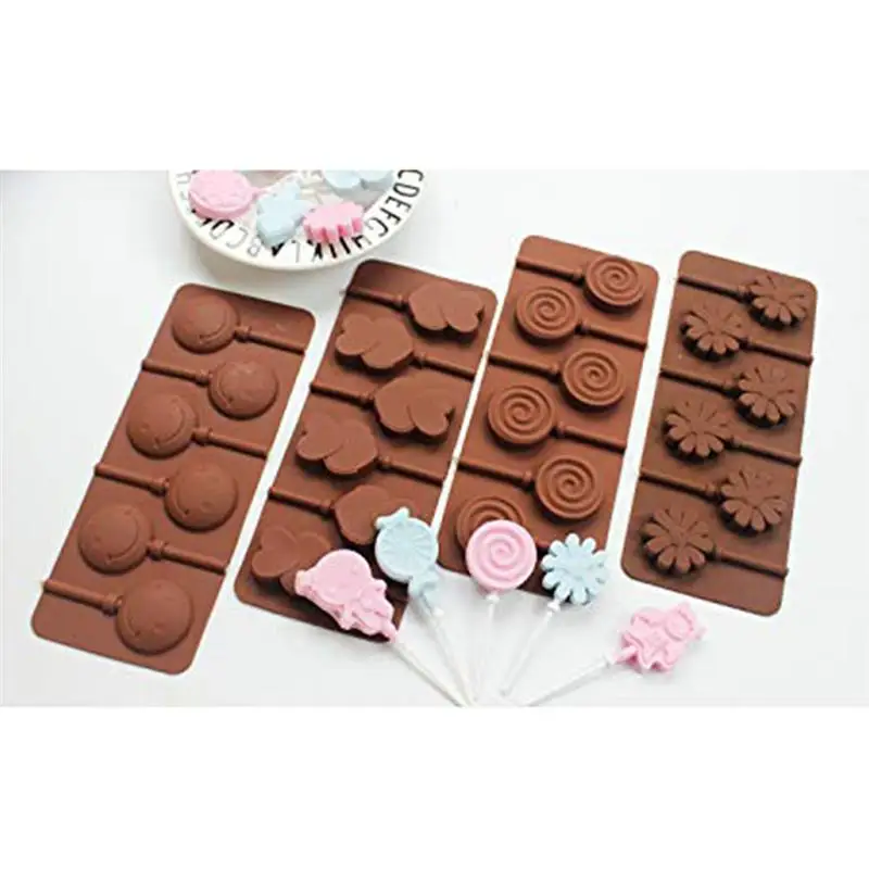 Doughnut Flowers Heart Lollipop Mold DIY Silicone 3D Handmade Sucker Sticks Lolly Candy Chocolate Cake Decoration | Дом и сад
